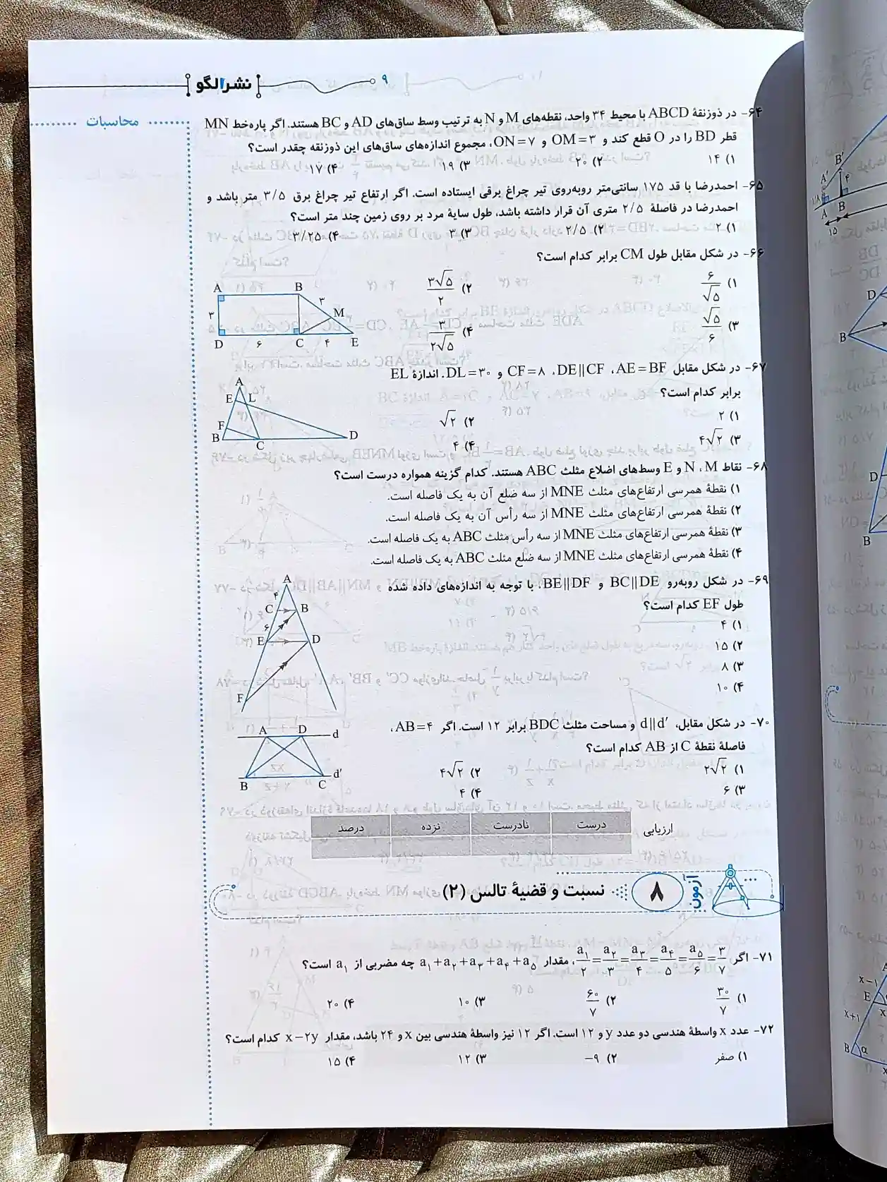 صفحه داخلی کتاب موج ازمون‌ هندسه ریاضی الگو _ شهر کتاب جابر